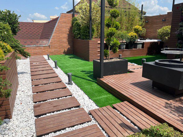 مراحل ساخت روف گاردن با کمک چوب های ترمو