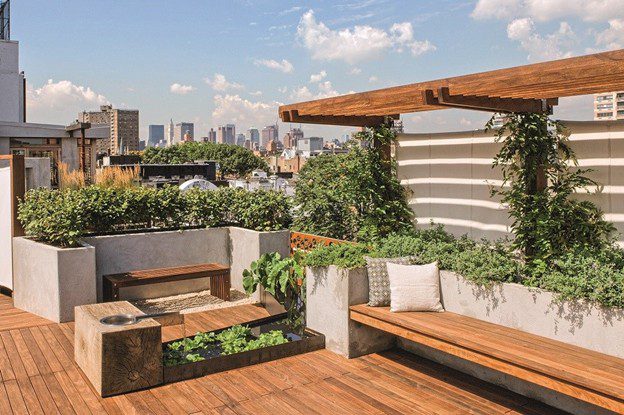 هزینه ساخت روف گاردن با چوب های ترمو